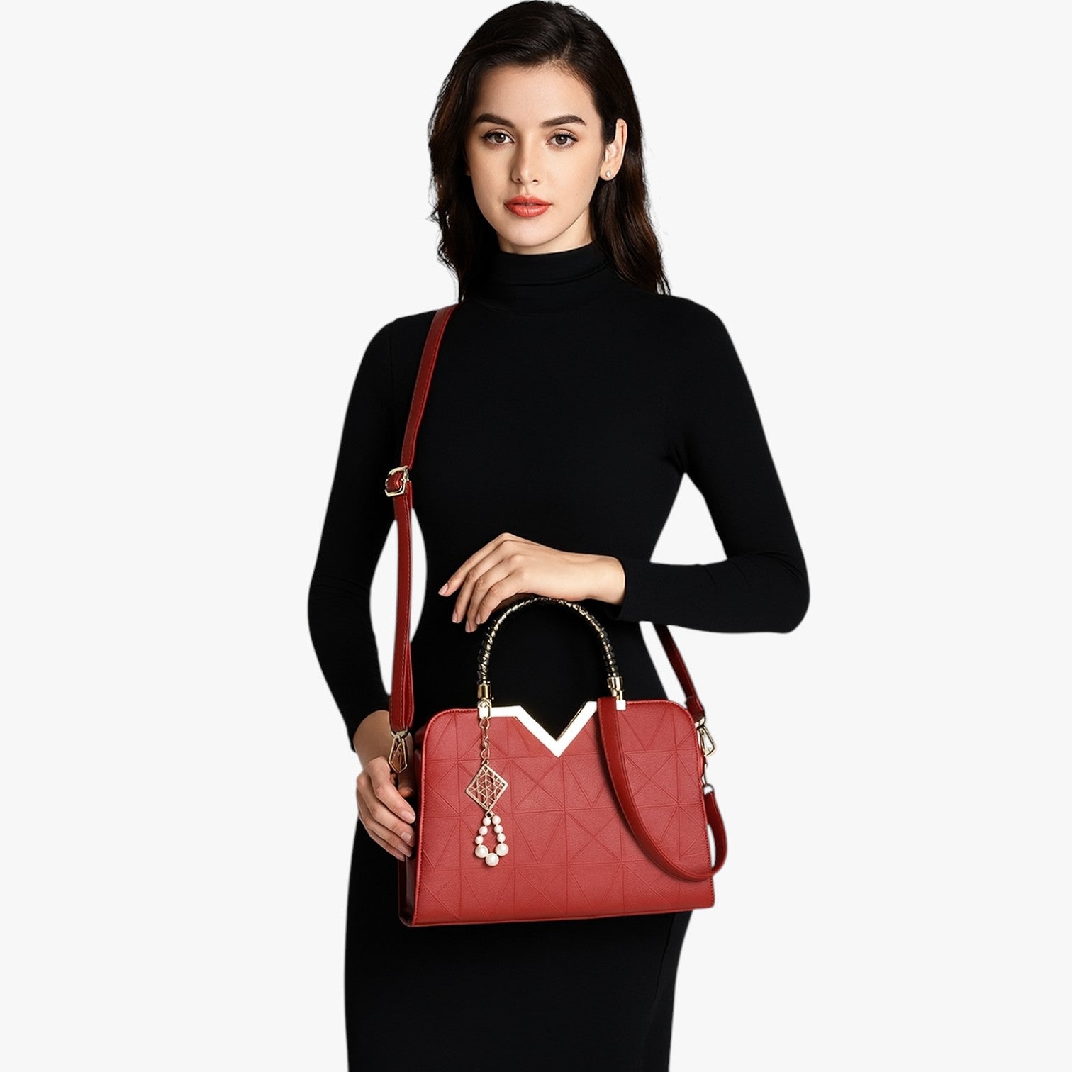 Borsa A Mano Multicolore Con Manici Gioiello Donna — Perla, immagine 4