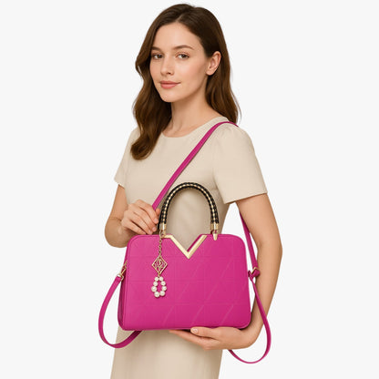 Borsa A Mano Multicolore Con Manici Gioiello Donna — Perla, immagine 2