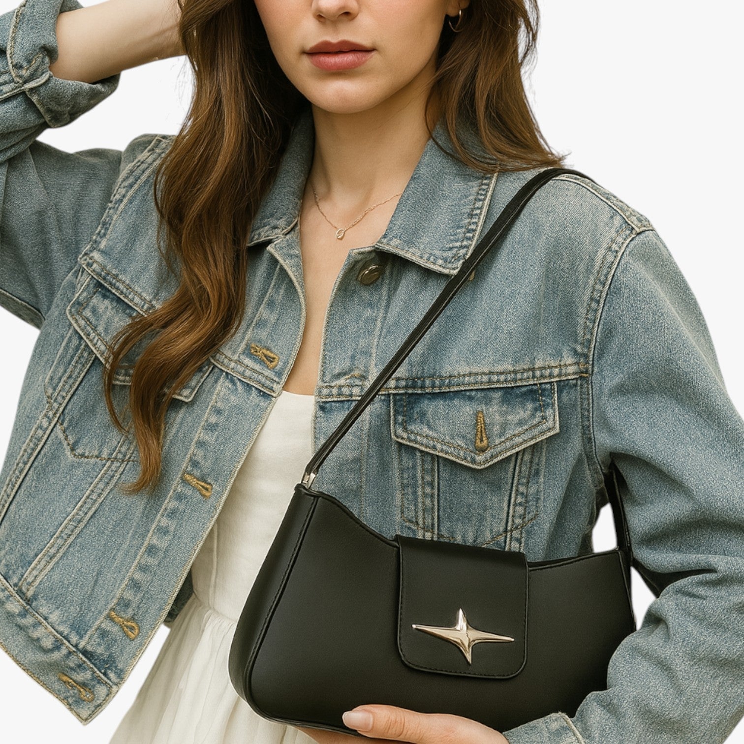 Borsa A Spalla Nera Compatta Donna — Y2K, immagine 8
