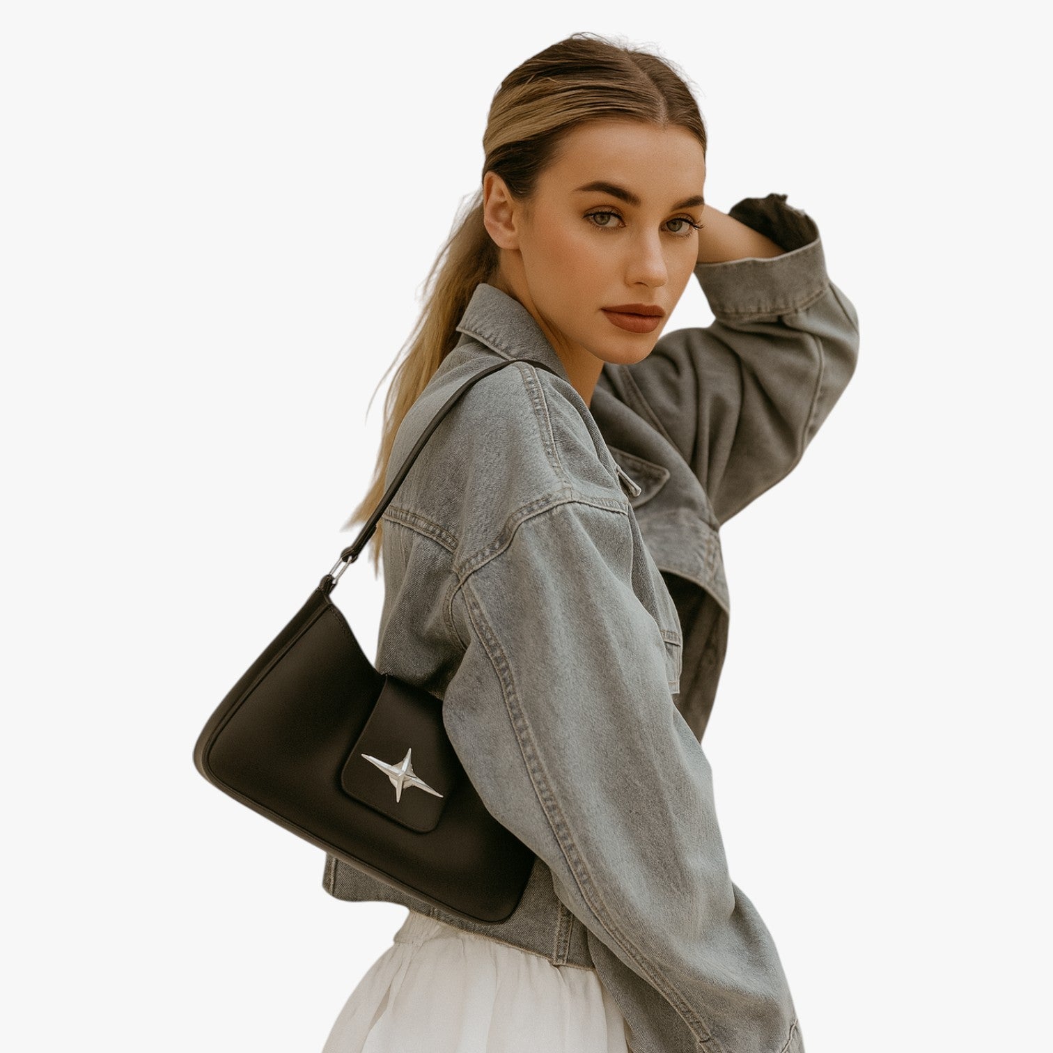 Borsa A Spalla Nera Compatta Donna — Y2K, immagine 6