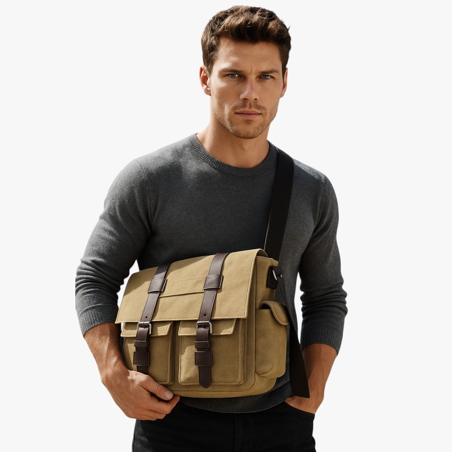 Borsa Messenger Multicolore In Tela Uomo — Pisa, immagine 2