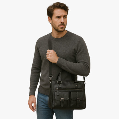 Borsa Monospalla Nera Multitasche Donna — Siena, immagine 3