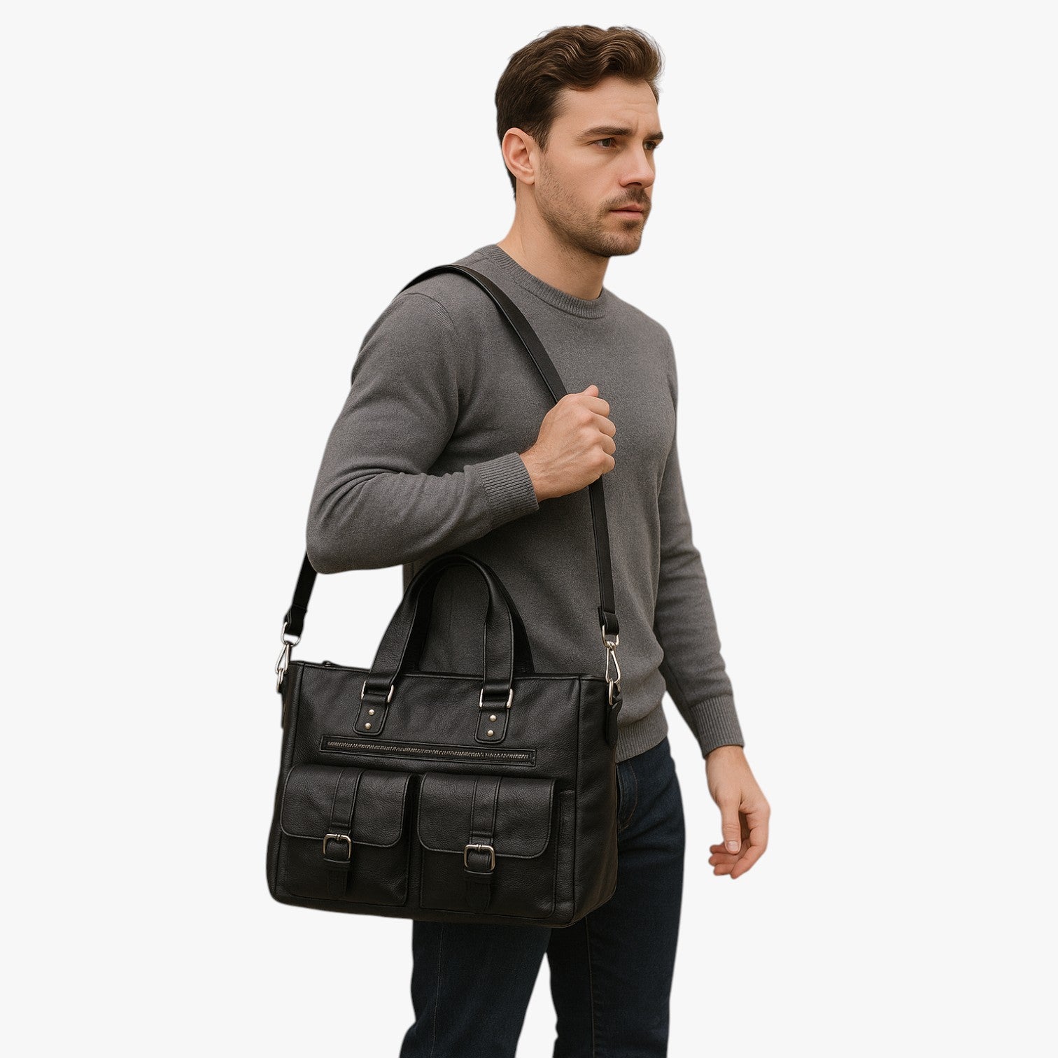 Borsa Monospalla Nera Multitasche Donna — Siena, immagine 4