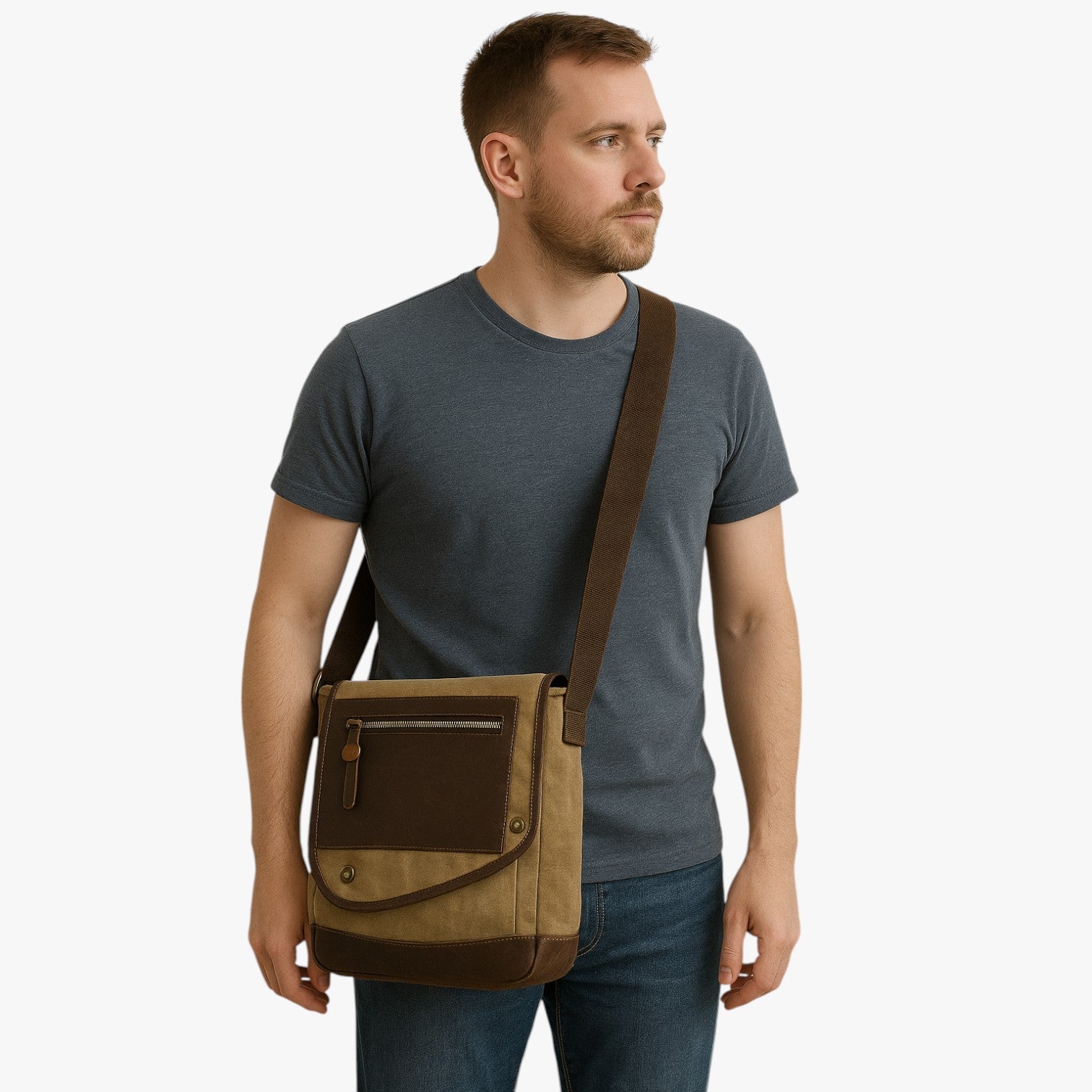 Borsa Messenger Gialla Multitasche Uomo — Caltagirone, immagine 2