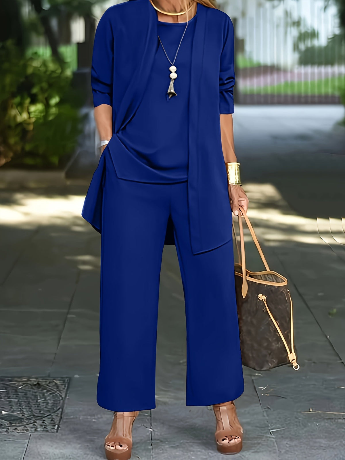 Completo Due Pezzi Da Donna Con Top Ampio E Pantaloni Coordinati, immagine 4