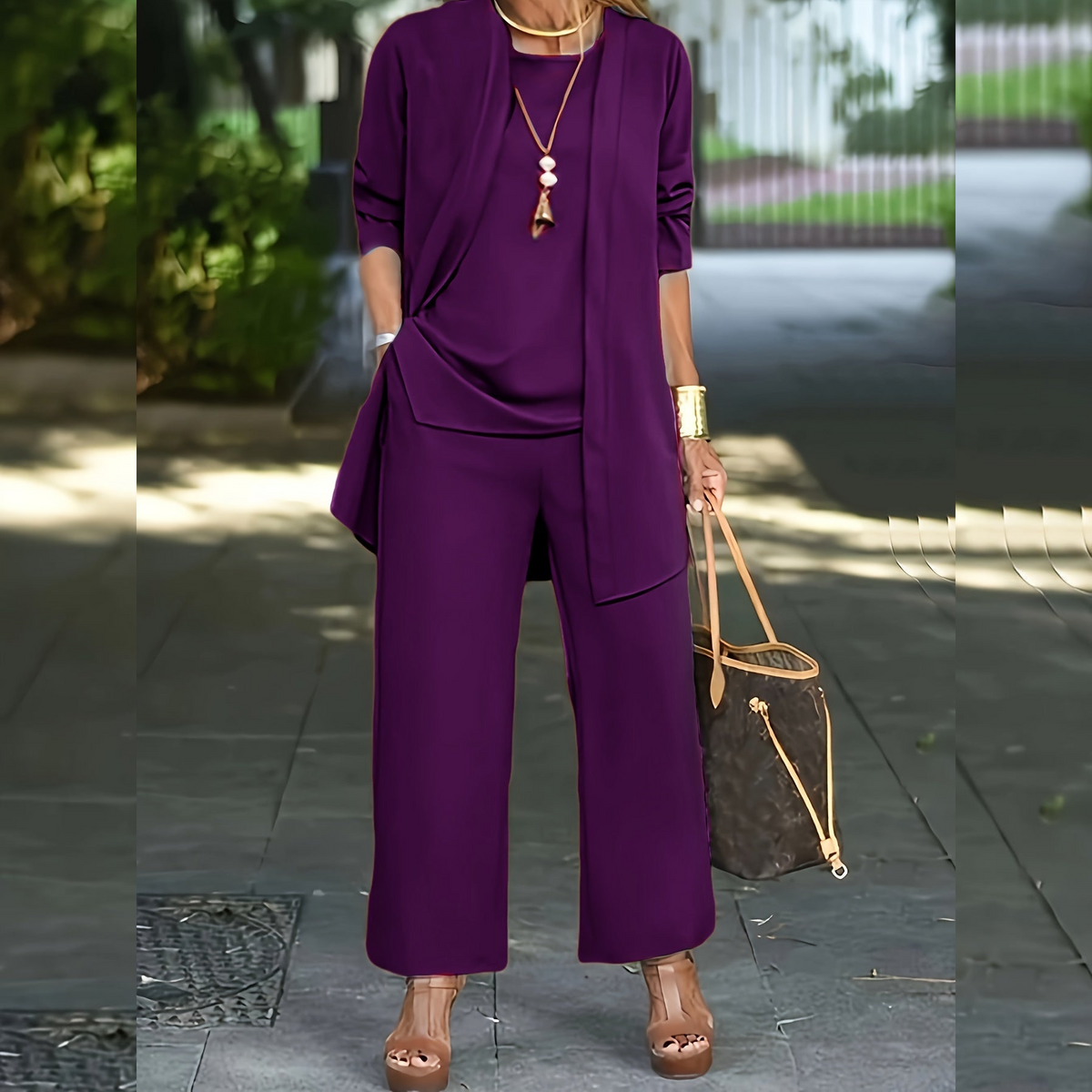 Completo Due Pezzi Da Donna Con Top Ampio E Pantaloni Coordinati, immagine 7