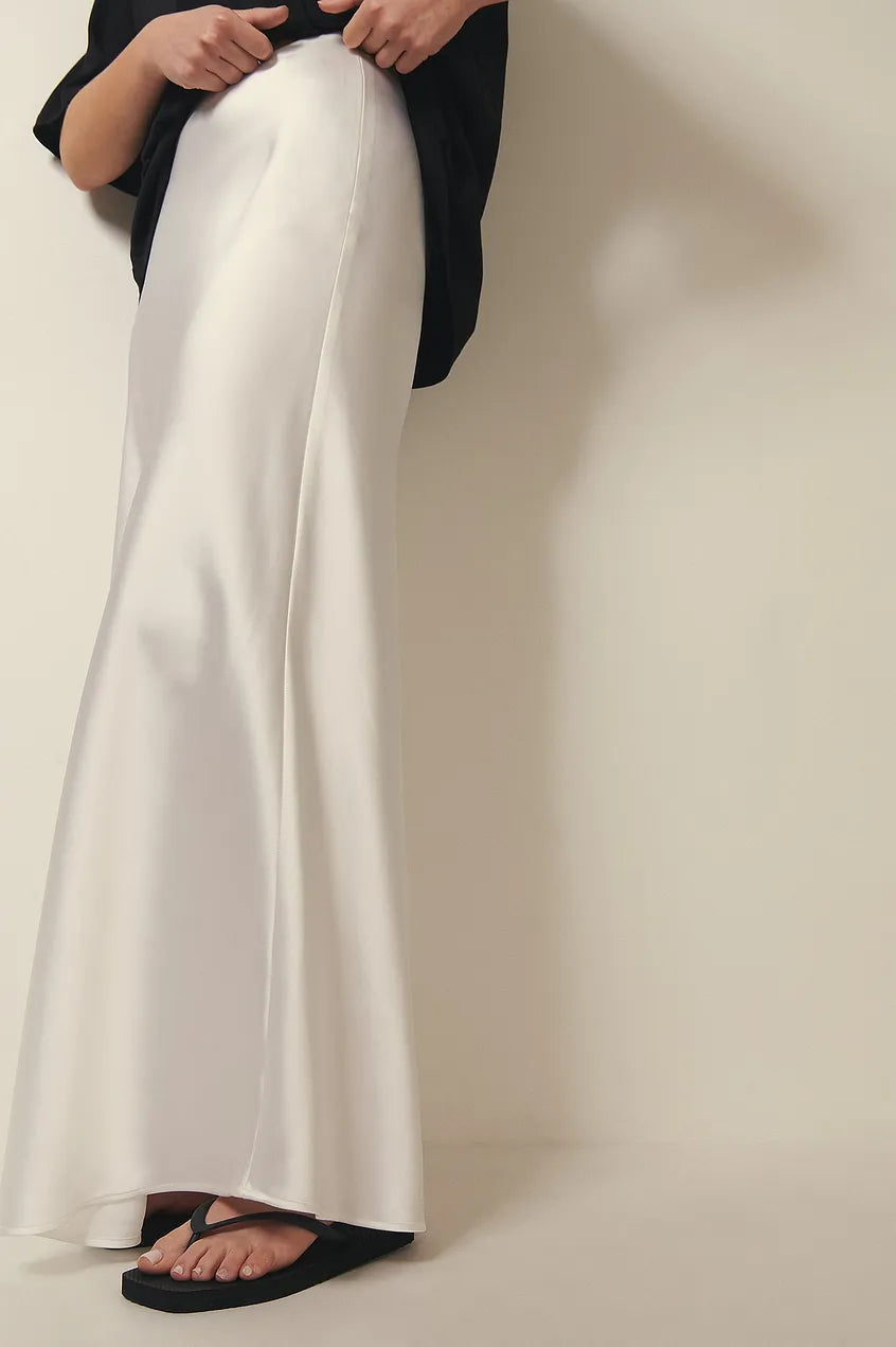 Gonna Lunga Satinata Da Donna A Vita Alta Con Linea Fluida, immagine 8