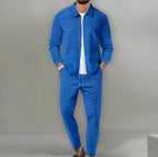Completo Casual Da Uomo Con Giacca Zip E Pantaloni Coordinati, immagine 5