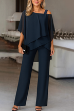 Completo Elegante Da Donna Con Blusa E Pantaloni A Gamba Larga, immagine 5