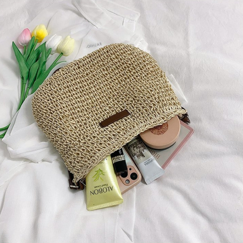 Borsa A Spalla Beige Intrecciata Donna — Taormina, immagine 5