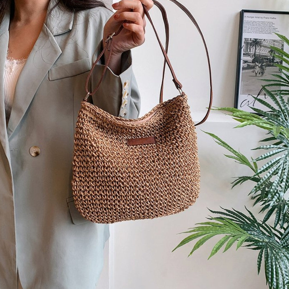 Borsa A Spalla Beige Intrecciata Donna — Taormina, immagine 31