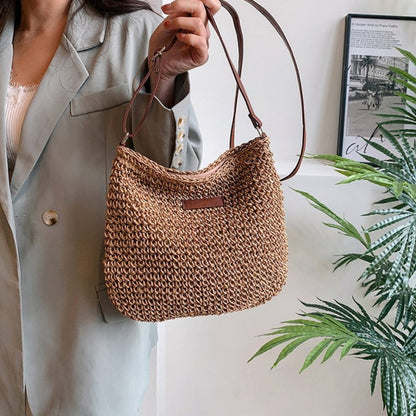Borsa A Spalla Beige Intrecciata Donna — Taormina, immagine 31