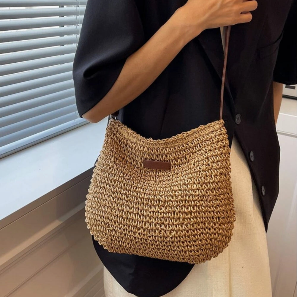 Borsa A Spalla Beige Intrecciata Donna — Taormina, immagine 27
