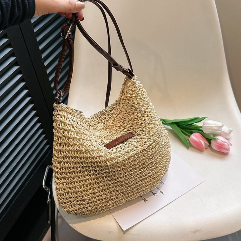 Borsa A Spalla Beige Intrecciata Donna — Taormina, immagine 13