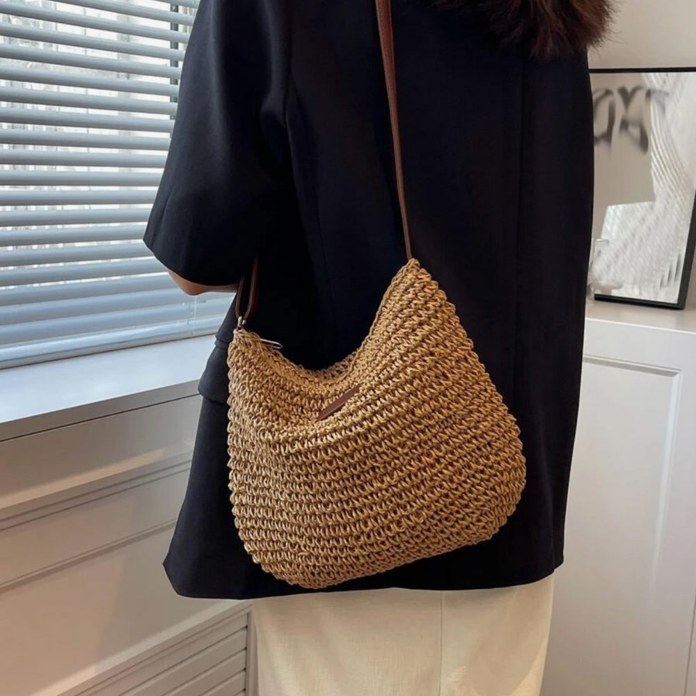 Borsa A Spalla Beige Intrecciata Donna — Taormina, immagine 23