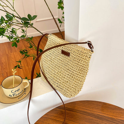 Borsa A Spalla Beige Intrecciata Donna — Taormina, immagine 3
