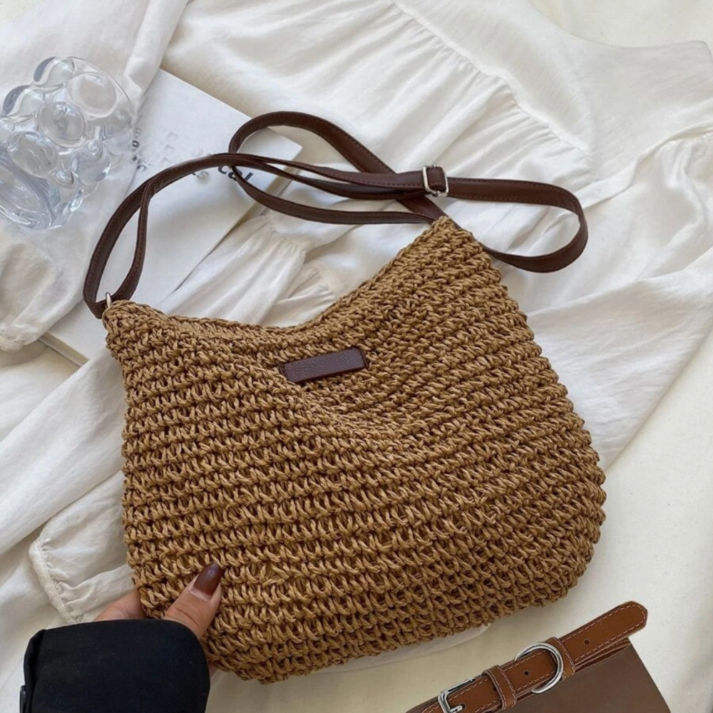 Borsa A Spalla Beige Intrecciata Donna — Taormina, immagine 24