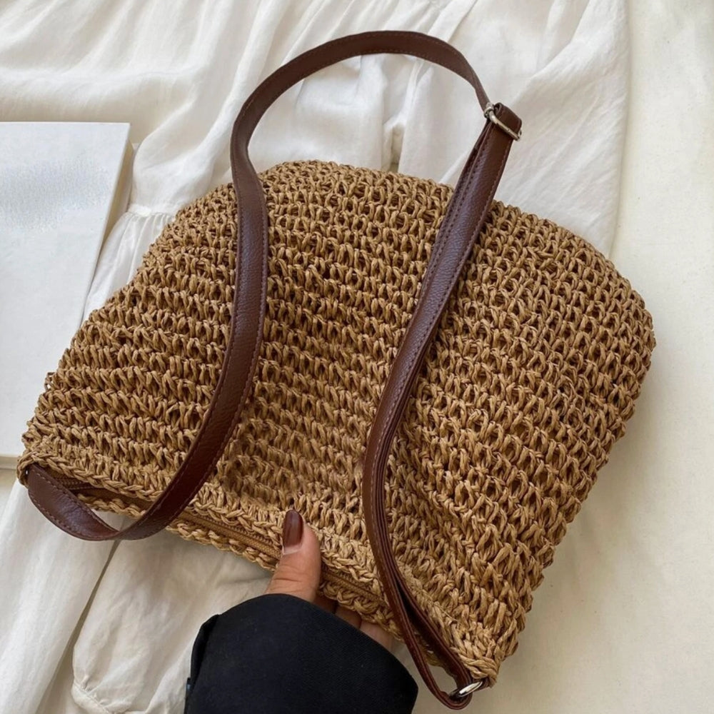 Borsa A Spalla Beige Intrecciata Donna — Taormina, immagine 25