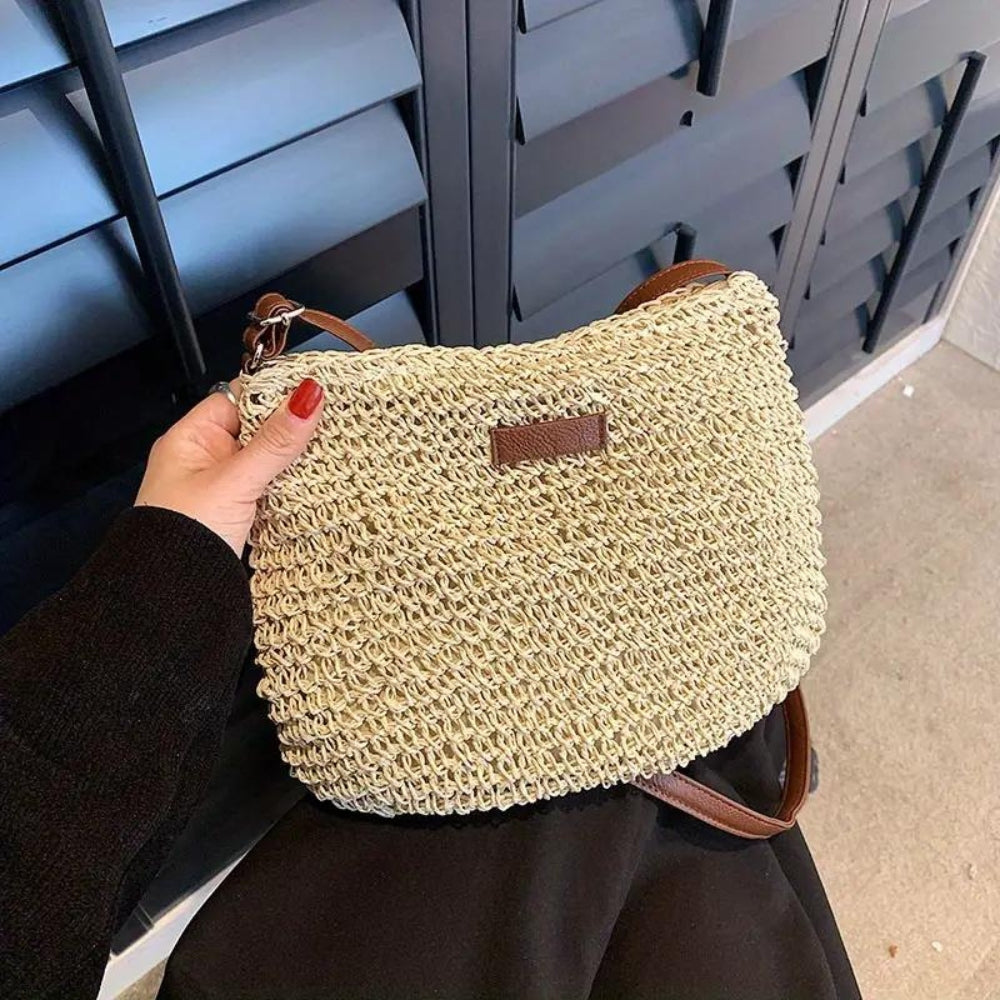 Borsa A Spalla Beige Intrecciata Donna — Taormina, immagine 14