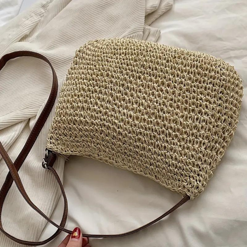 Borsa A Spalla Beige Intrecciata Donna — Taormina, immagine 12
