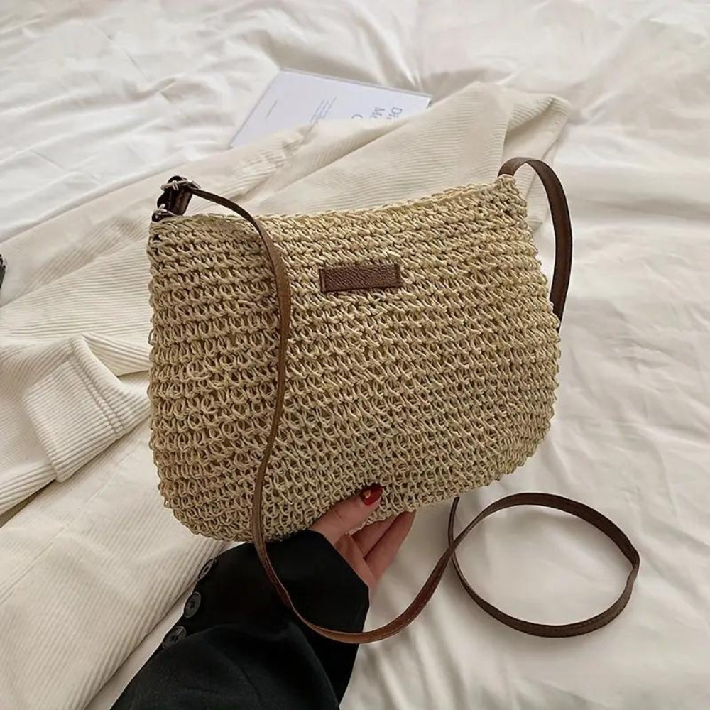 Borsa A Spalla Beige Intrecciata Donna — Taormina, immagine 15