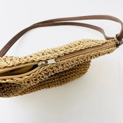 Borsa A Spalla Beige Intrecciata Donna — Taormina, immagine 4