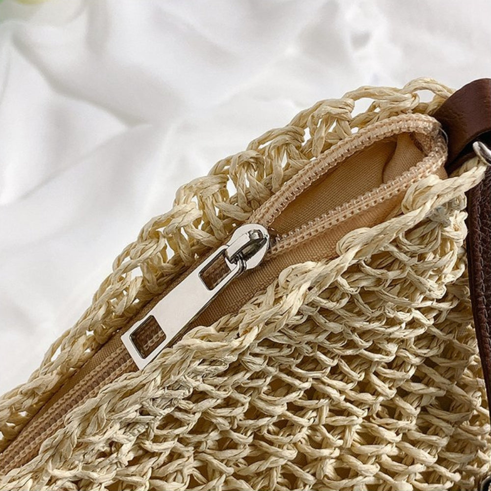 Borsa A Spalla Beige Intrecciata Donna — Taormina, immagine 8