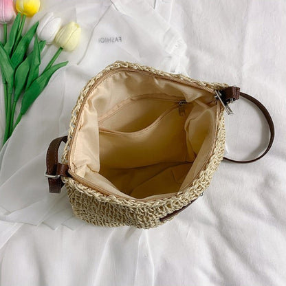 Borsa A Spalla Beige Intrecciata Donna — Taormina, immagine 6