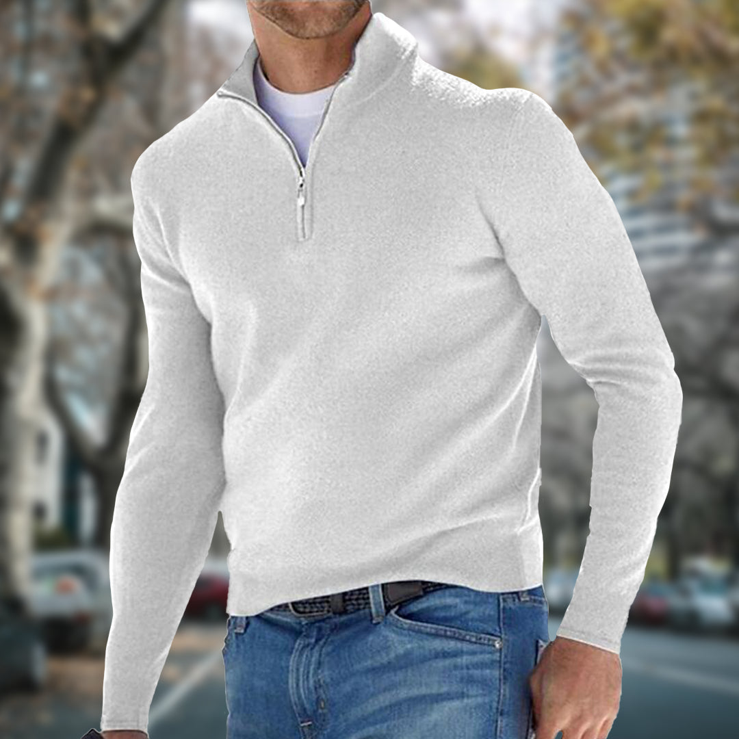 Maglione Da Uomo Con Mezza Zip E Colletto Alto, immagine 2