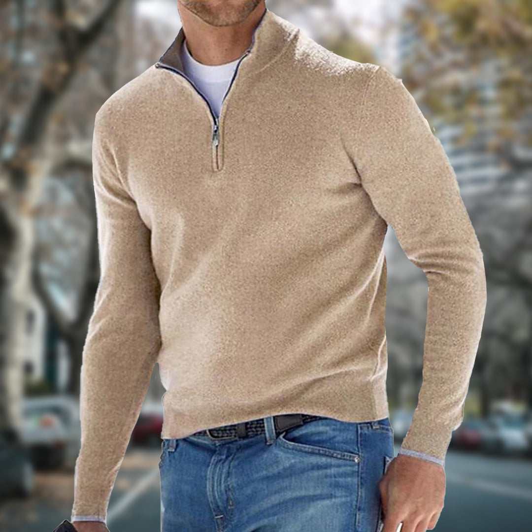 Maglione Da Uomo Con Mezza Zip E Colletto Alto, immagine 3