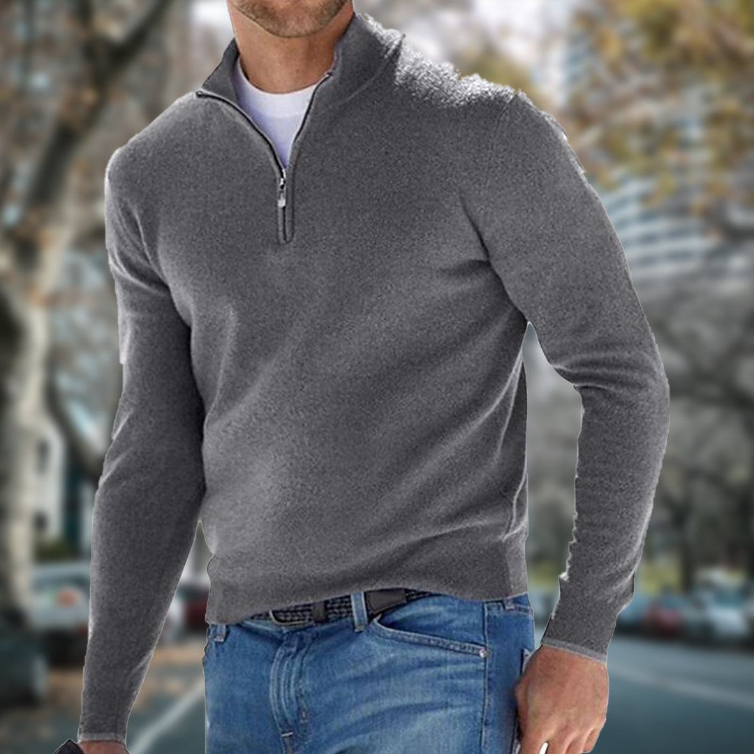 Maglione Da Uomo Con Mezza Zip E Colletto Alto, immagine 4