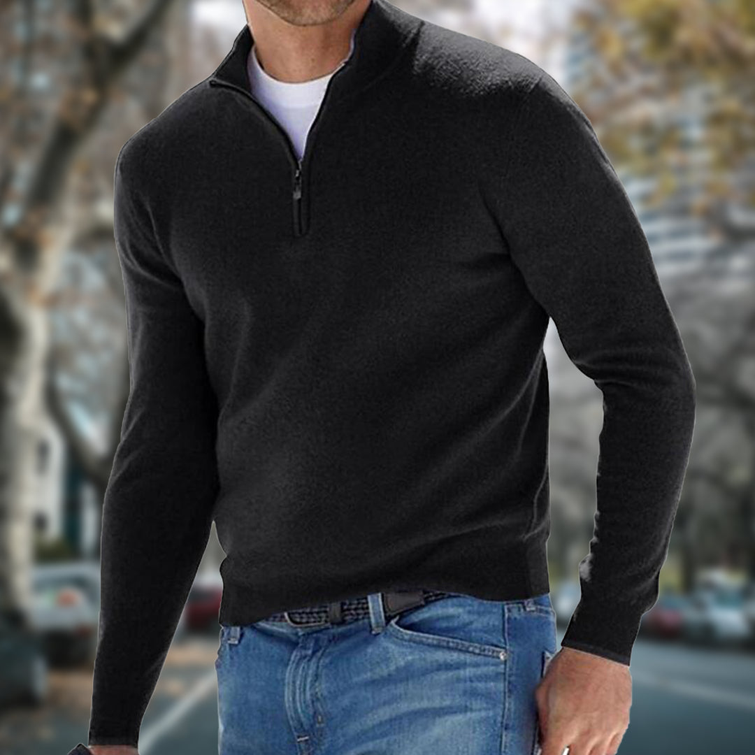 Maglione Da Uomo Con Mezza Zip E Colletto Alto, immagine 5