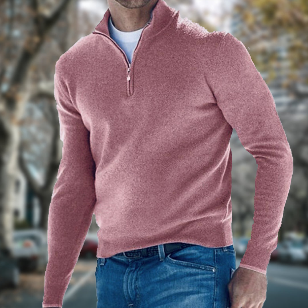 Maglione Da Uomo Con Mezza Zip E Colletto Alto, immagine 6