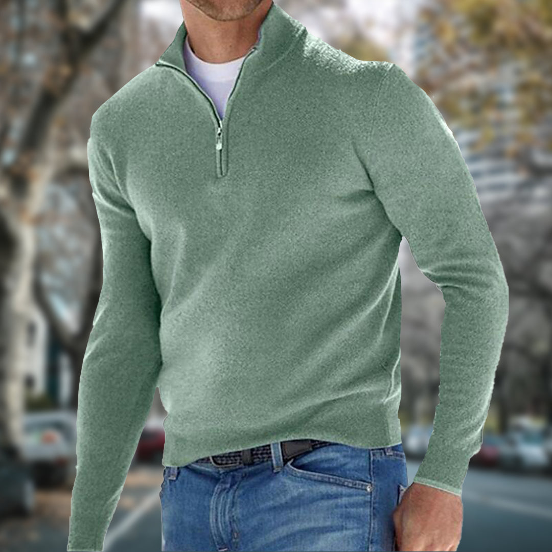 Maglione Da Uomo Con Mezza Zip E Colletto Alto, immagine 7