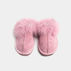 Pantofole Chiuse Rosa In Pelle Scamosciata Da Donna Con Pelliccia Di Volpe, immagine 5
