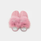 Pantofole Chiuse Rosa In Pelle Scamosciata Da Donna Con Pelliccia Di Volpe, immagine 4