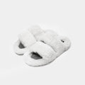 ROMA - Slipper con doppia fascia e bordatura in montone (Bianco)