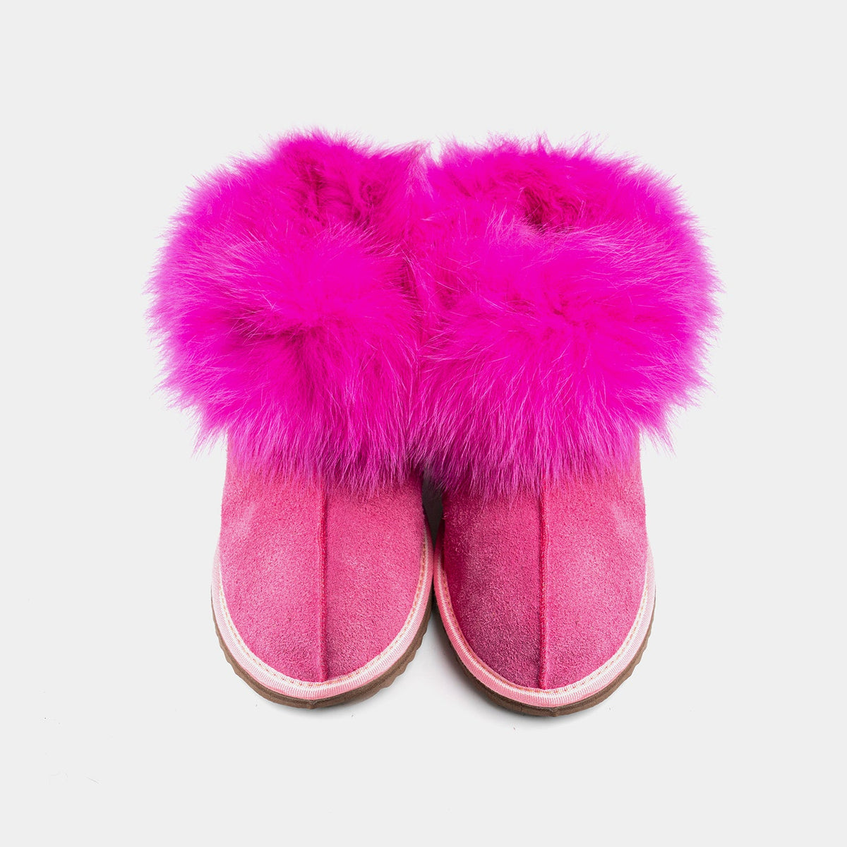 Stivaletti Fucsia In Pelle Scamosciata Da Donna Con Pelliccia Di Volpe, immagine 5