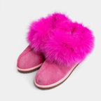 Stivaletti Fucsia In Pelle Scamosciata Da Donna Con Pelliccia Di Volpe, immagine 1
