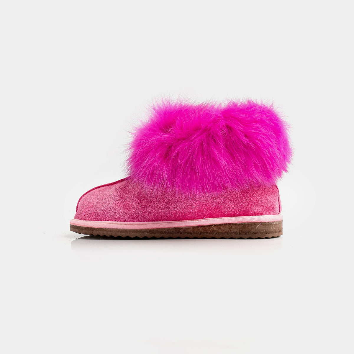 Stivaletti Fucsia In Pelle Scamosciata Da Donna Con Pelliccia Di Volpe, immagine 3