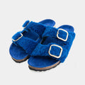 FIRENZE - Slipper con doppia fascia e fibbie regolabili in montone (Blu)