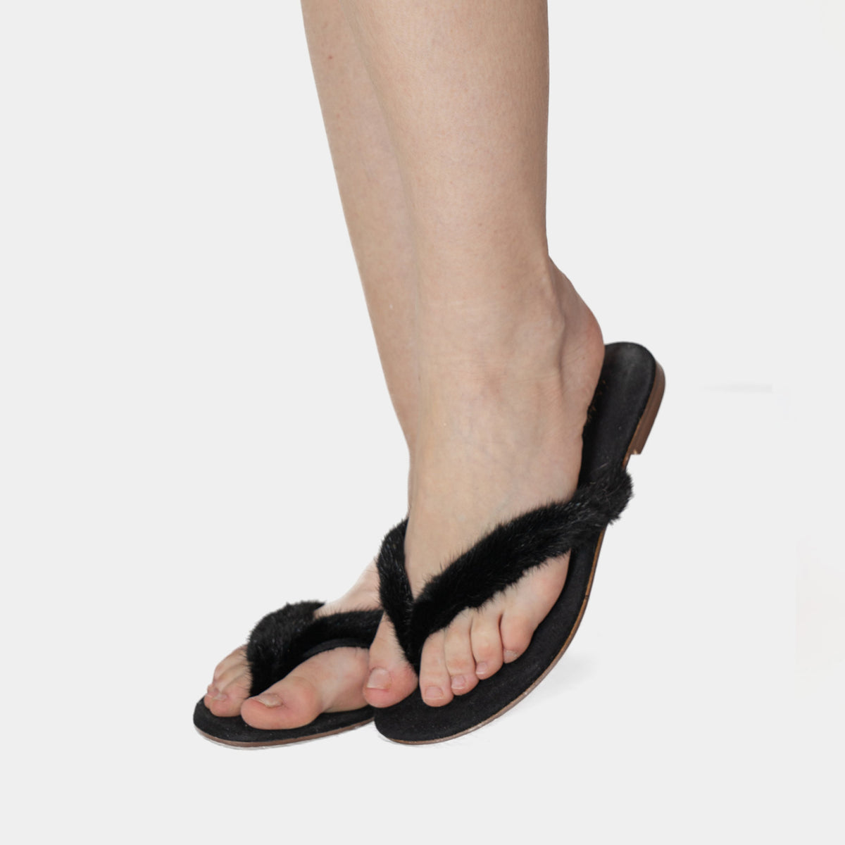 FORTE DEI MARMI - Slipper infradito in visone (Nero)