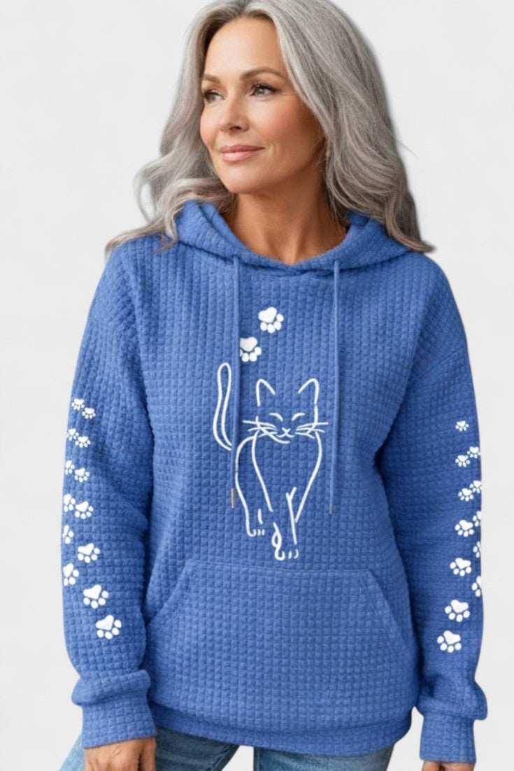 Felpa Da Donna Con Cappuccio Coulisse E Tasca A Marsupio, immagine 6
