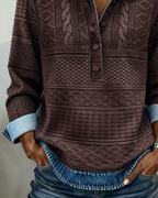 Maglia Polo Da Donna Con Bottoni E Inserti In Denim, immagine 5