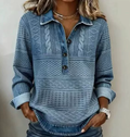 Maglia Polo Da Donna Con Bottoni E Inserti In Denim, immagine 1