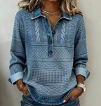 Maglia Polo Da Donna Con Bottoni E Inserti In Denim, immagine 1