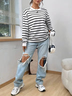 Felpa Donna | Righe & Scollo Rotondo