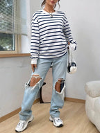 Felpa Donna | Righe & Scollo Rotondo