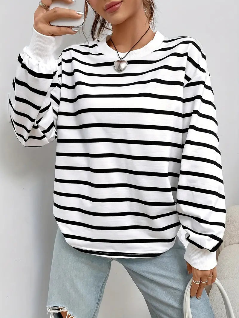 Felpa Donna | Righe & Scollo Rotondo