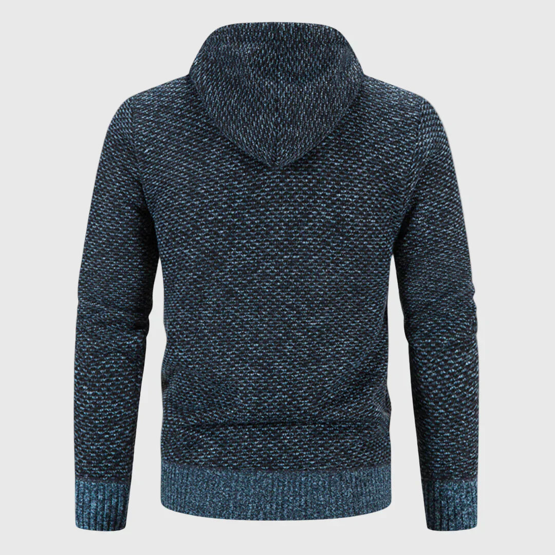 Felpa In Maglia Da Uomo Con Cappuccio Foderato E Zip, immagine 3